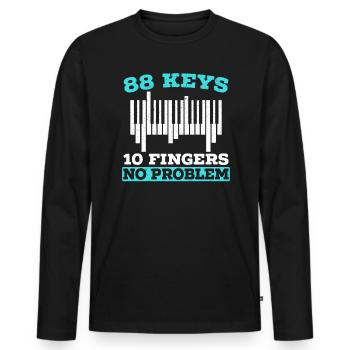 88 Keys 10 Fingers No Problem Piano Musician - Men's Premium Organic Long Sleeve Shirt - black - Front - Nico (187cm)