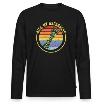 Kiss My Asparagus Lover Vegan Gemüse Vegetarisch - Männer Premium Bio Langarmshirt - Schwarz - Vorne - Nico (187cm)