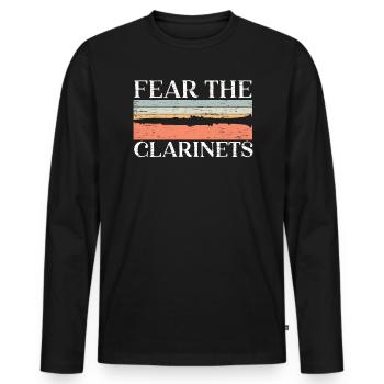 Fear The Clarinets Clarinetist Musical Instrument - Men's Premium Organic Long Sleeve Shirt - black - Front - Nico (187cm)
