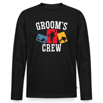 Grooms' Crew Groom Squad Stag Night Bachelor Party - Men's Premium Organic Long Sleeve Shirt - black - Front - Nico (187cm)
