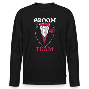 Groom Team Groom Squad Enterrement de vie de garçon Stag Night - T-shirt manches longues Premium bio Homme - noir - Devant - Nico (187cm)