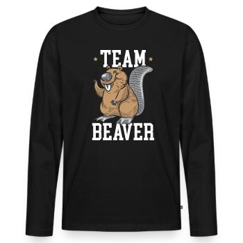 Team Biberflüsterer Wildtier Nagetier - Männer Premium Bio Langarmshirt - Schwarz - Vorne - Nico (187cm)