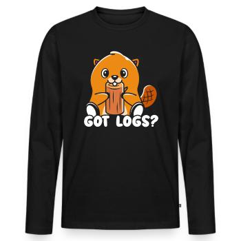 Got Logs Beaver Whisperer Wildlife Animal Rongeur - T-shirt manches longues Premium bio Homme - noir - Devant - Nico (187cm)