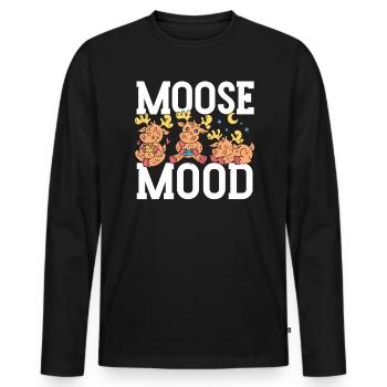 Moose Mood Faune Animal Alces Elk Deer - T-shirt manches longues Premium bio Homme - noir - Devant - Nico (187cm)