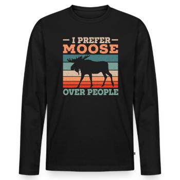 Je préfère l’orignal aux gens Animal Alces Elk Deer - T-shirt manches longues Premium bio Homme - noir - Devant - Nico (187cm)
