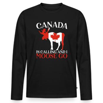 Le Canada appelle et je moose go animal Alces elk - T-shirt manches longues Premium bio Homme - noir - Devant - Nico (187cm)