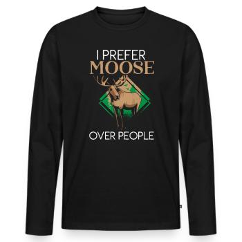 Je préfère l’orignal aux gens Animal Alces Elk Deer - T-shirt manches longues Premium bio Homme - noir - Devant - Nico (187cm)