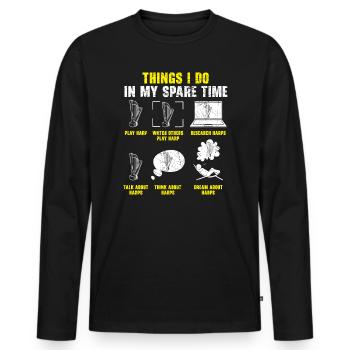 Dinge, die ich in meiner Freizeit Harp Player Harpist mache - Männer Premium Bio Langarmshirt - Schwarz - Vorne - Nico (187cm)
