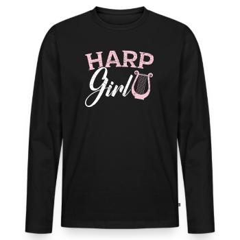 Harfe Mädchen Harfenistin Musiker Musikinstrument - Männer Premium Bio Langarmshirt - Schwarz - Vorne - Nico (187cm)