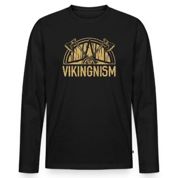 Vikingnisme Scandinave Valhalla Norsemen Viking - T-shirt manches longues Premium bio Homme - noir - Devant - Nico (187cm)