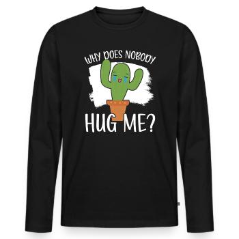 Pourquoi personne ne m’embrasse Cactus Plante succulente - T-shirt manches longues Premium bio Homme - noir - Devant - Nico (187cm)