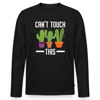 Je ne peux pas toucher ce succulent jardinier de plantes de cactus - T-shirt manches longues Premium bio Homme - noir - Devant - Nico (187cm)
