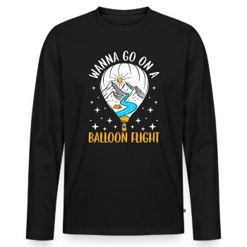 Vous voulez faire un vol en montgolfière - T-shirt manches longues Premium bio Homme - noir - Devant - Nico (187cm)