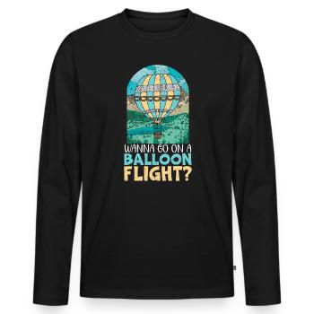 Vous voulez faire un vol en montgolfière - T-shirt manches longues Premium bio Homme - noir - Devant - Nico (187cm)