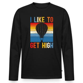 J’aime obtenir un montgolfière à air chaud - T-shirt manches longues Premium bio Homme - noir - Devant - Nico (187cm)