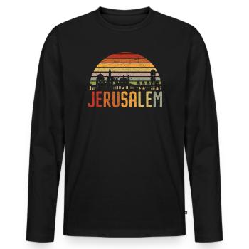 Jérusalem Pays juif Israélite Israël - T-shirt manches longues Premium bio Homme - noir - Devant - Nico (187cm)