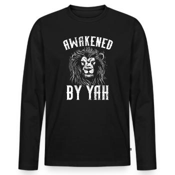 Réveillé par Yah Pays Juif Israélite Israël - T-shirt manches longues Premium bio Homme - noir - Devant - Nico (187cm)