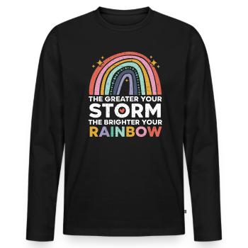 The Greater Your Storm The Brighter Your Rainbow - Men's Premium Organic Long Sleeve Shirt - black - Front - Nico (187cm)