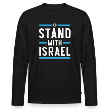 Soutenez Israël Pays Juif Israélite - T-shirt manches longues Premium bio Homme - noir - Devant - Nico (187cm)