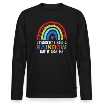 Ich dachte, ich hätte einen Regenbogen gesehen, aber ich war es - Männer Premium Bio Langarmshirt - Schwarz - Vorne - Nico (187cm)