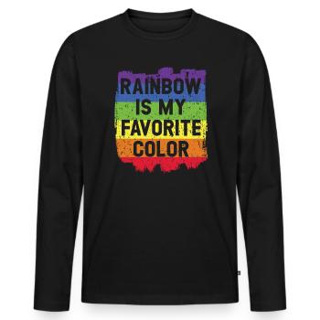 Regenbogen ist mein Lieblingsfarb-Regenbogenflüsterer - Männer Premium Bio Langarmshirt - Schwarz - Vorne - Nico (187cm)