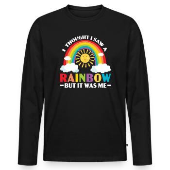 Ich dachte, ich hätte einen Regenbogen gesehen, aber ich war es - Männer Premium Bio Langarmshirt - Schwarz - Vorne - Nico (187cm)