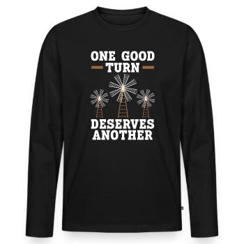 One Good Turn Deserves Another Renewable Energy - Men's Premium Organic Long Sleeve Shirt - black - Front - Nico (187cm)