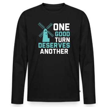 One Good Turn Deserves Another Renewable Energy - Men's Premium Organic Long Sleeve Shirt - black - Front - Nico (187cm)