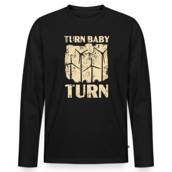 Turn Baby Turn Wind Renewable Energy Windmill - Men's Premium Organic Long Sleeve Shirt - black - Front - Nico (187cm)