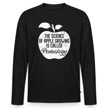 La science de la culture de la pomme s’appelle la pomologie - T-shirt manches longues Premium bio Homme - noir - Devant - Nico (187cm)