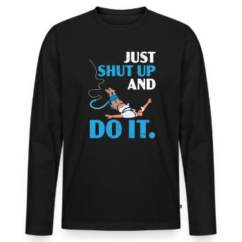 Tais-toi et fais-le saut à l’élastique à l’adrénaline - T-shirt manches longues Premium bio Homme - noir - Devant - Nico (187cm)
