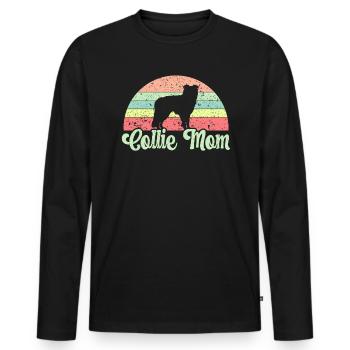 Collie Maman Chien Chiot Patte Border Collie Fête des Mères - T-shirt manches longues Premium bio Homme - noir - Devant - Nico (187cm)