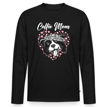 Collie Maman Chien Chiot Patte Border Collie Fête des Mères - T-shirt manches longues Premium bio Homme - noir - Devant - Nico (187cm)