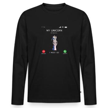 Ma licorne appelle Licorne Riding Equestrian Sport - T-shirt manches longues Premium bio Homme - noir - Devant - Nico (187cm)