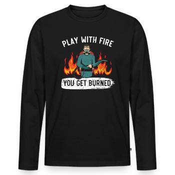 Jouez avec le feu, vous obtenez une arme de lance-flammes brûlée - T-shirt manches longues Premium bio Homme - noir - Devant - Nico (187cm)
