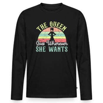 La reine va où elle veut joueur d’échecs - T-shirt manches longues Premium bio Homme - noir - Devant - Nico (187cm)