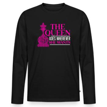 La reine va où elle veut joueur d’échecs - T-shirt manches longues Premium bio Homme - noir - Devant - Nico (187cm)