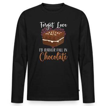Forget Love I'd Rather Faill In Chocolate Cake - Men's Premium Organic Long Sleeve Shirt - black - Front - Nico (187cm)
