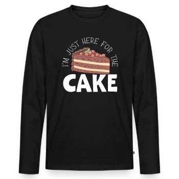Je suis juste ici pour le gâteau Baker Chocolate Food - T-shirt manches longues Premium bio Homme - noir - Devant - Nico (187cm)