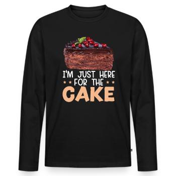 Je suis juste ici pour le gâteau Baker Chocolate Food - T-shirt manches longues Premium bio Homme - noir - Devant - Nico (187cm)