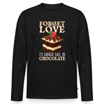 Forget Love I'd Rather Faill In Chocolate Cake - Men's Premium Organic Long Sleeve Shirt - black - Front - Nico (187cm)