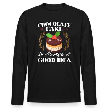 Schokolade ist immer eine gute Idee Schokoladenessen - Männer Premium Bio Langarmshirt - Schwarz - Vorne - Nico (187cm)