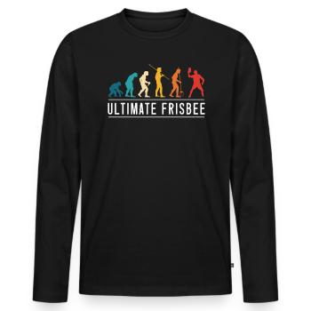 Ultimate Frisbee Evolution Flying Disc Sport - Männer Premium Bio Langarmshirt - Schwarz - Vorne - Nico (187cm)