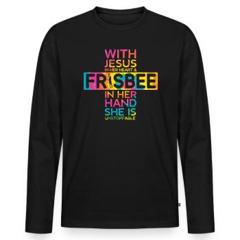 Ultimate Frisbee Flying Disc Sport Christian - Männer Premium Bio Langarmshirt - Schwarz - Vorne - Nico (187cm)