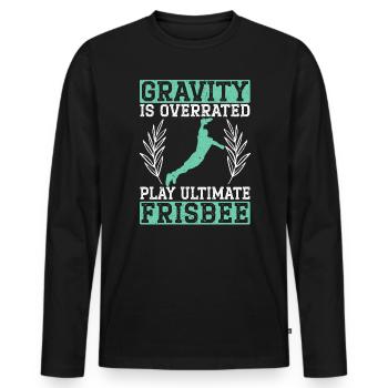 Gravity ist übertrieben spielen Ultimate Frisbee Player - Männer Premium Bio Langarmshirt - Schwarz - Vorne - Nico (187cm)