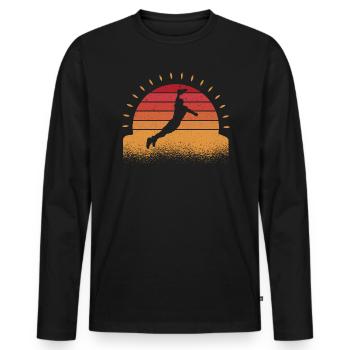 Retro Ultimate Frisbee Flying Disc Sport - Männer Premium Bio Langarmshirt - Schwarz - Vorne - Nico (187cm)
