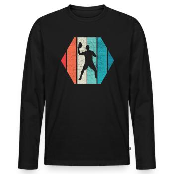 Retro Ultimate Frisbee Flying Disc Sport - Männer Premium Bio Langarmshirt - Schwarz - Vorne - Nico (187cm)
