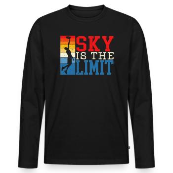 Sky Is The Limit Ultimate Frisbee Flying Disc - Männer Premium Bio Langarmshirt - Schwarz - Vorne - Nico (187cm)