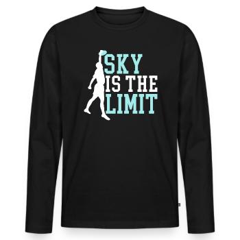 Sky Is The Limit Ultimate Frisbee Flying Disc - Männer Premium Bio Langarmshirt - Schwarz - Vorne - Nico (187cm)