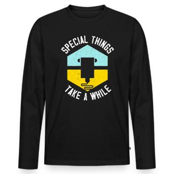 Special Things Take A While 3D Printing 3D Printer - Men's Premium Organic Long Sleeve Shirt - black - Front - Nico (187cm)